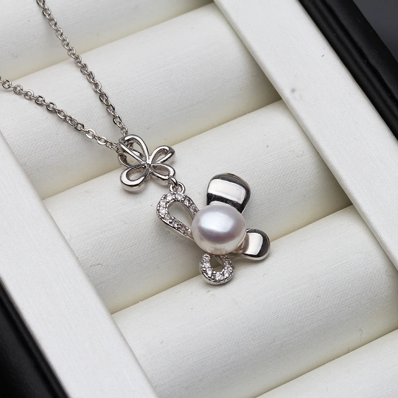 

2022 Real Natural Pearl Pendant Flower For Women,Wedding Trendy Freshwater Pearl Necklace Fine Gift