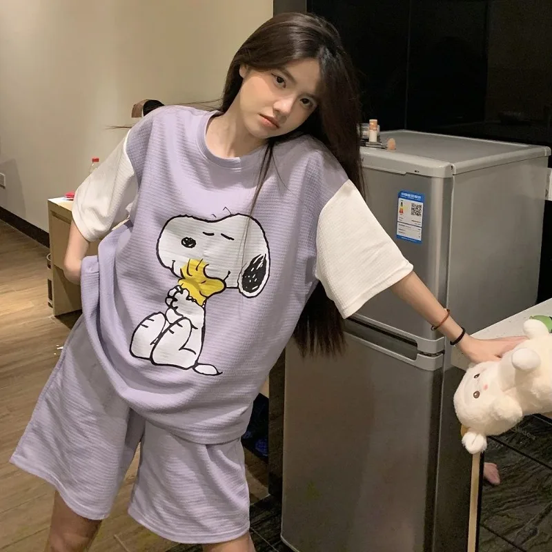 Snoopy анимационные периферийные кавайные пижамы из чистого хлопка для женщин