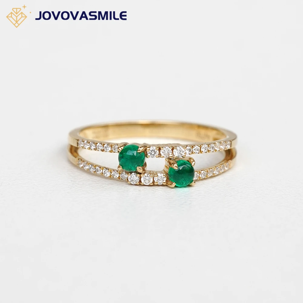 

JOVOVASMILE Diamond True 18k Gold Wedding Band Natural Emerald with Diamon 9k 14k Au 750 Luxury Designer Rings For Women Jewelry