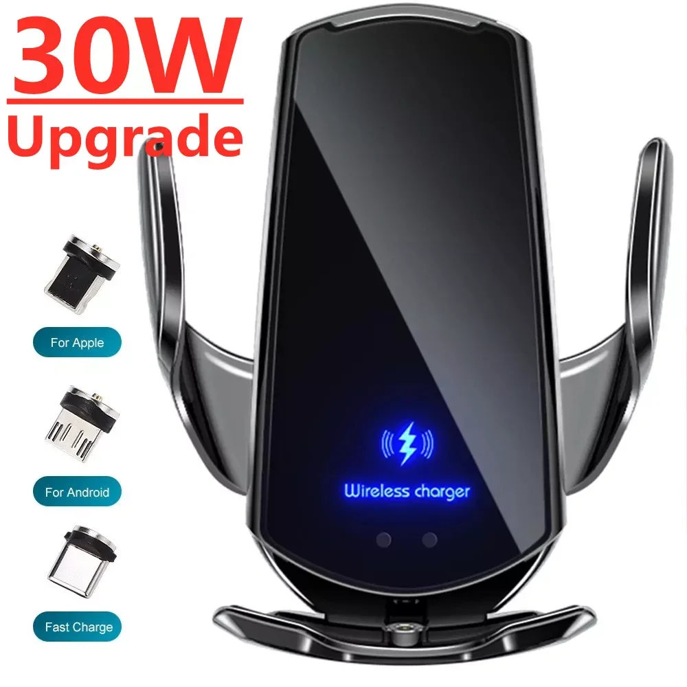 

30W Car Wireless Charger Automatic Car Mount Phone Holder For iPhone Infrared Induction QI Fast Charging 222