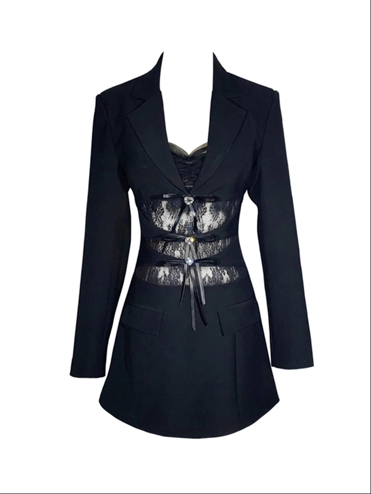 Женское кружевное платье с длинным рукавом винтажное элегантное платье-трапеция