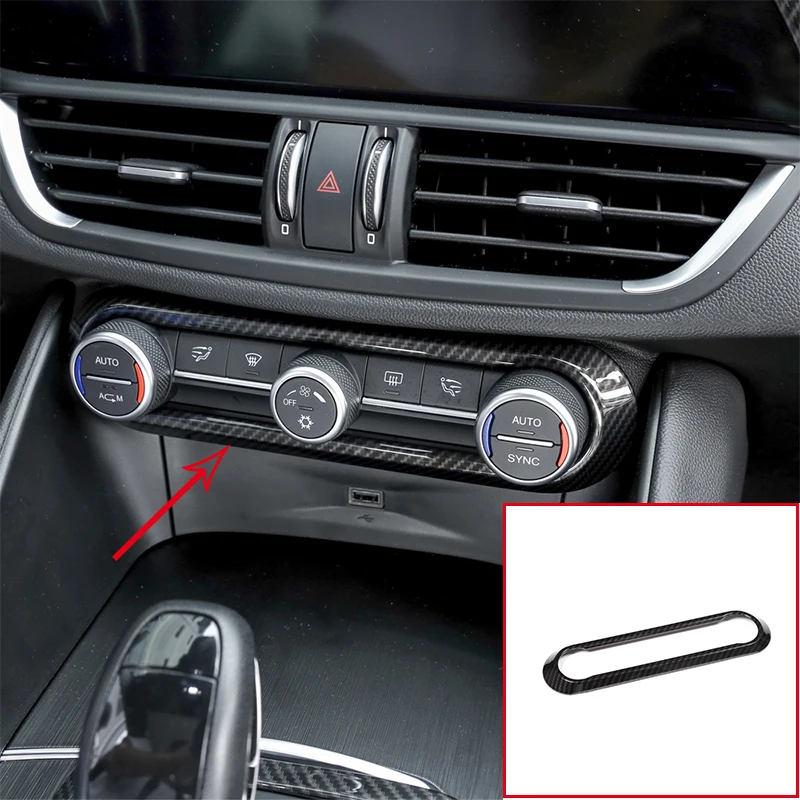 

1 Pcs Carbon Fiber For Alfa Romeo Giulia Stelvio 17-18 ABS Chrome Center Air Conditioning Adjustment Frame Trim Car Accessory