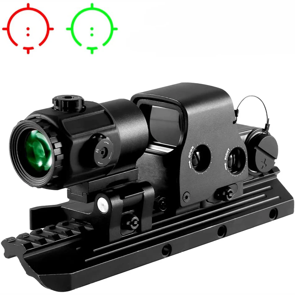 

558 Red Green Dot Holographic Sight G43 3X Magnifier Reflex Scope Combo 558 553 G43 G33 Sight with Quick Release 20mm Rail Mount