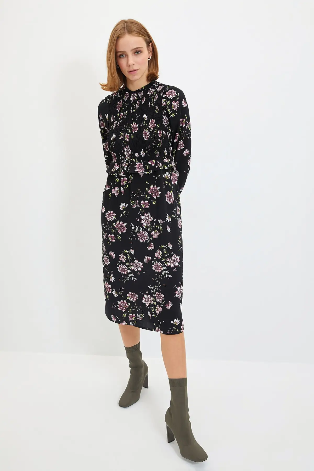 

Trendyol Pattern Sheer Neckline Dress TWOAW22EL0774