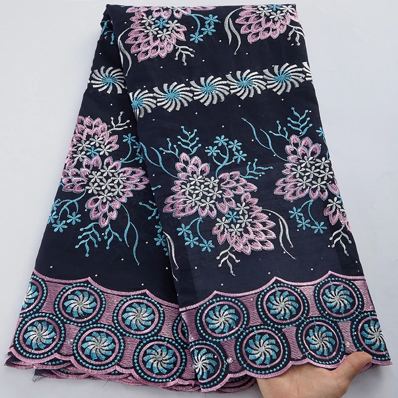 

African Cotton Lace Fabric 2022 High Quality With Bead Swiss Voile Lace Nigerian Dry Embroidered Cotton Fabric For Party 3025A