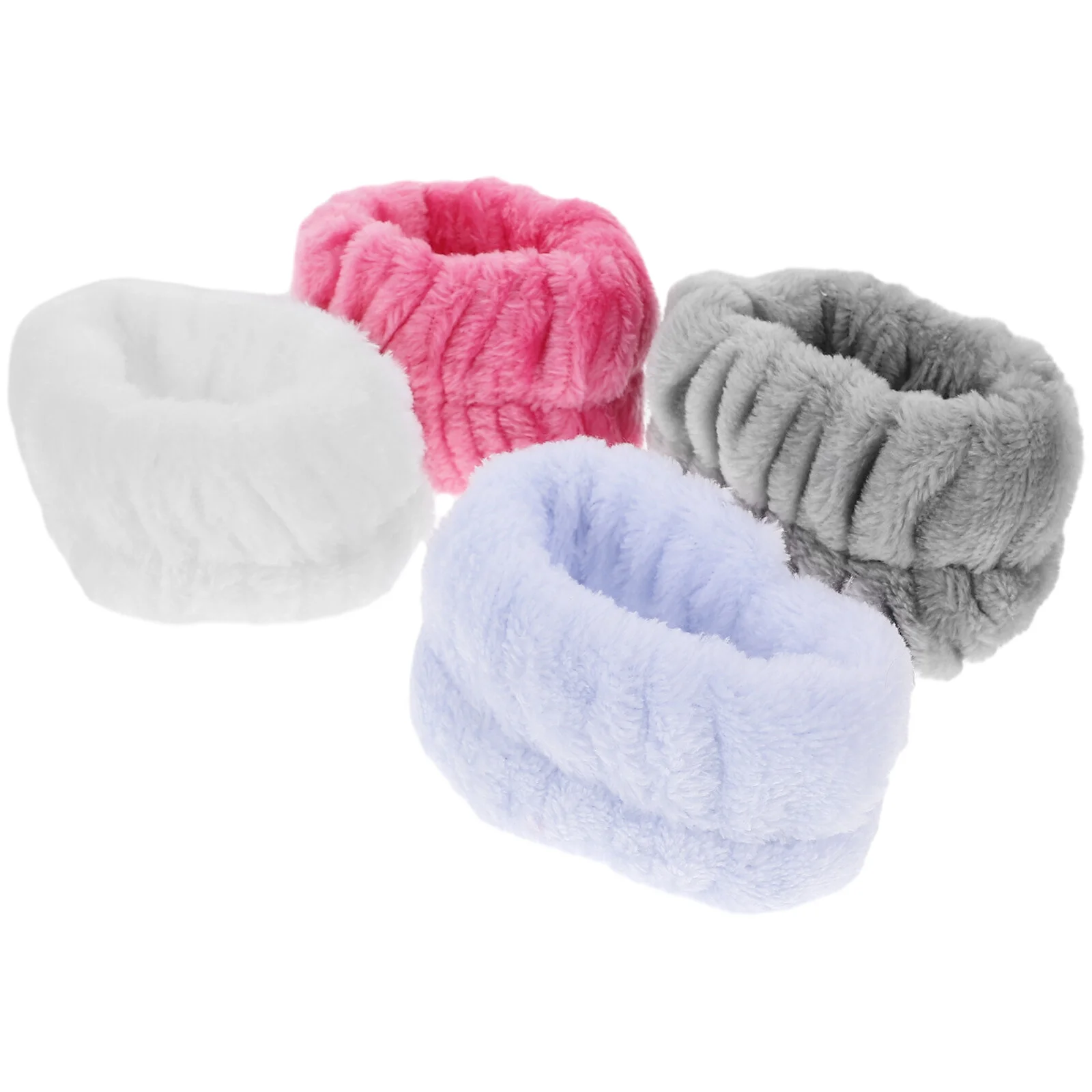 

4 Pairs Wrist Wraps Washing Face Spa Band Waterproof Wristbands Elastic Hair Comfortable Simple Flannel Towel Ties