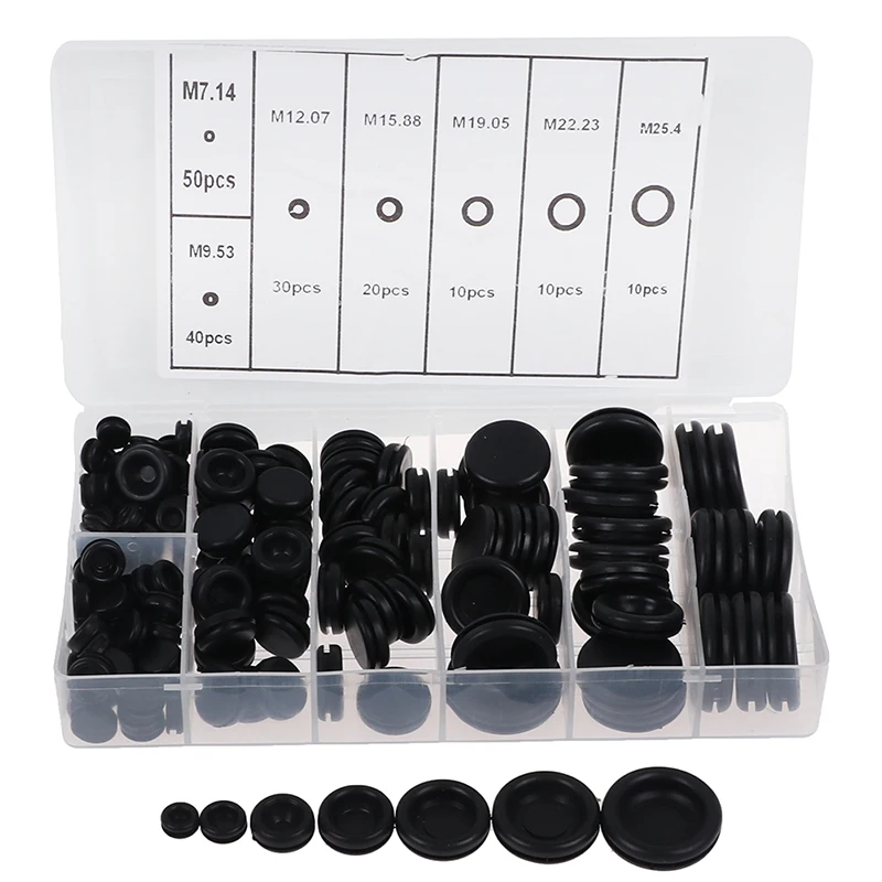 

170pcs/set New Closed Seal Ring Grommets Car Electrical Wiring Cable Gasket Kit Rubber Grommet Hole Plug Set 7 common sizes