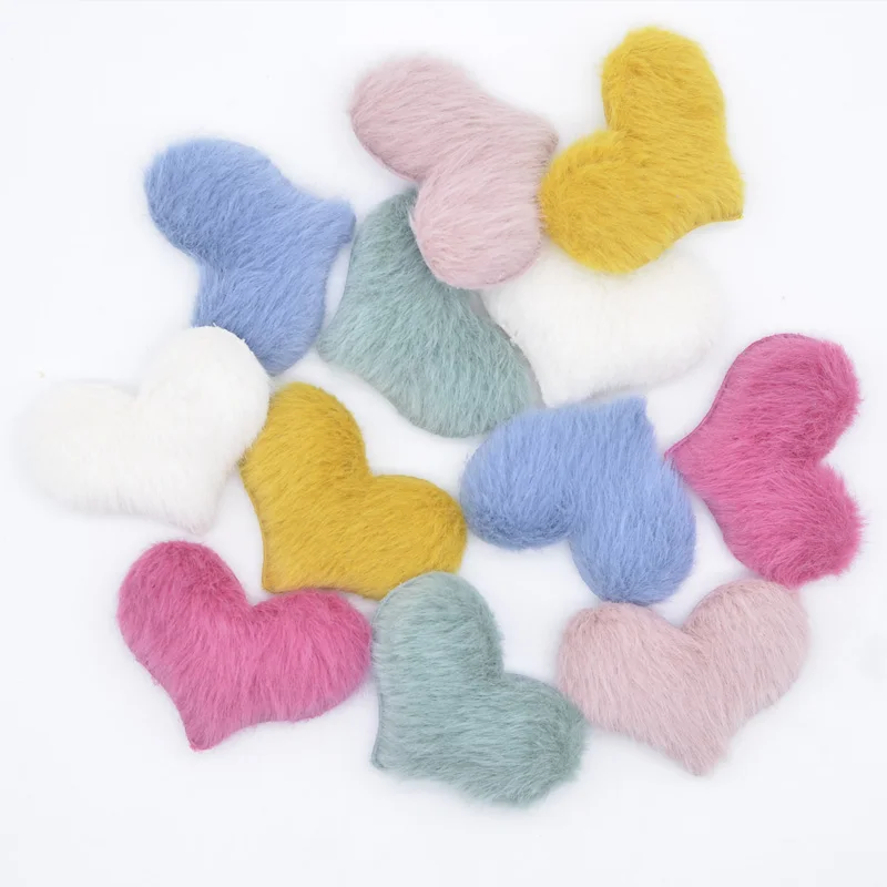 Оптовая продажа 60 шт. мягкие плюшевые норковые волосы аппликация в форме сердца