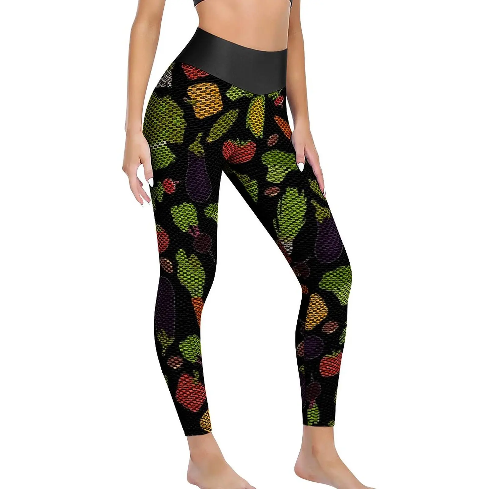 

Pattern Of World Vegetarian Day Yoga Pants Sexy Vegetables Graphic Leggings High Waist Gym Leggins Retro Seamless Sports Tights