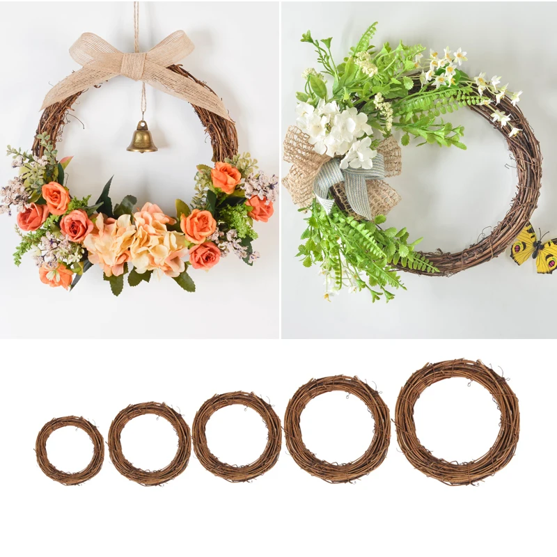 10-35CM Natural Rattan Wreath Ring Garland Dried Plants DIY Floral Wreaths Frame for Home Christmas Easter Party Decoration