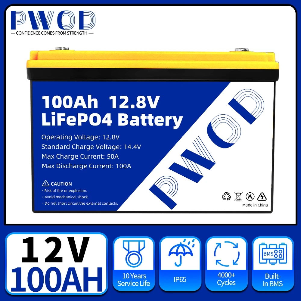

12V 100Ah 200AH LiFePo4 Battery 24V 200AH Grade A Lithium Iron Phosphate Rechargeable Battery Bulit-in BMS For Kid Scooters Boat