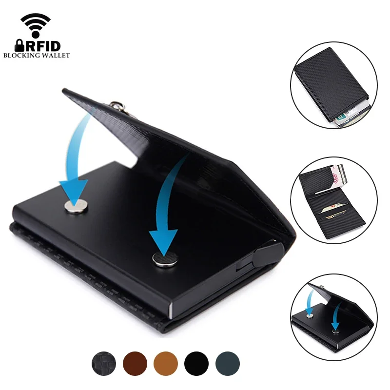 Кошелек мужской из углеродного волокна с Rfid-защитой и отделением для карт