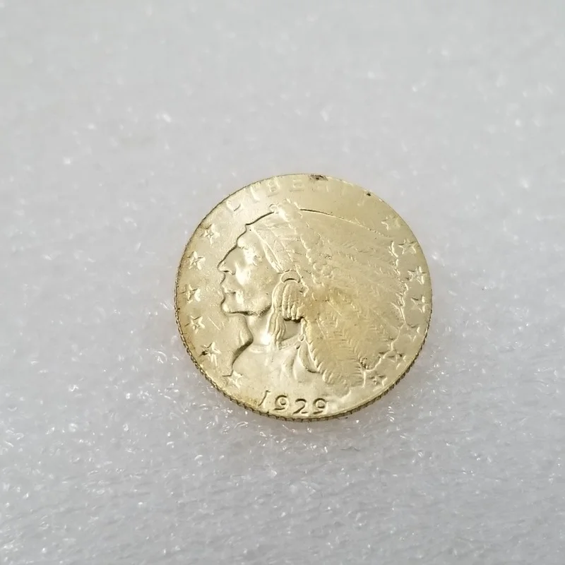 

American 1929 2.5 Dollars Brass Gold Plated Commemorative Collectible Coin Gift Lucky Challenge Coin