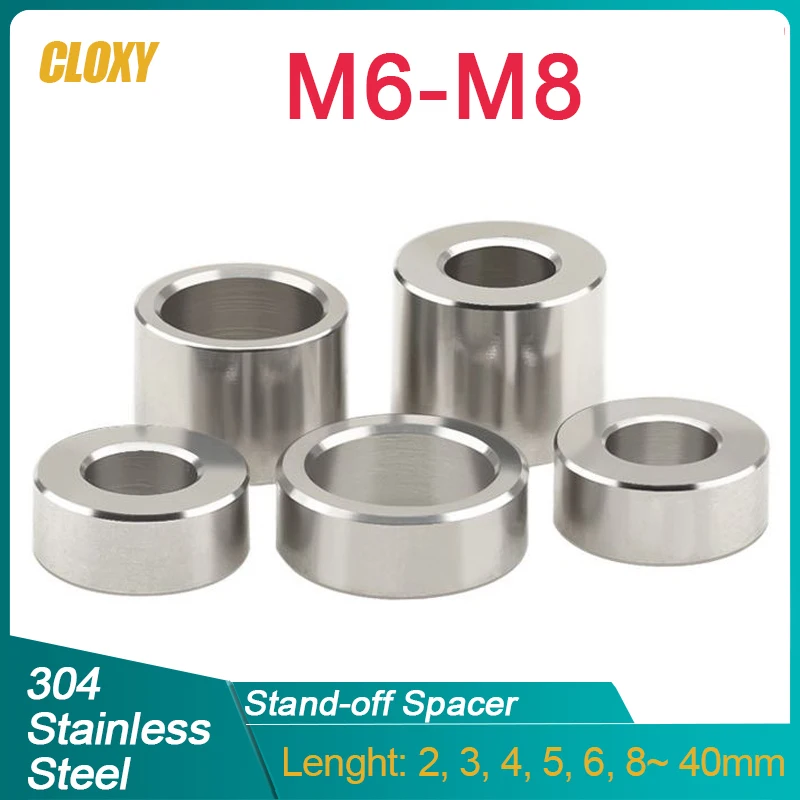 304 Stainless Steel M6 M8 Unthreaded Standoff Spacer Bushing Washer Round Hollow Gasket Sleeve Length 2 3 4 5 6 ~ 40mm