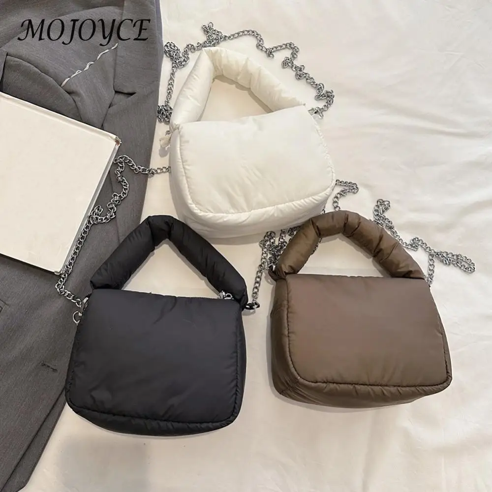 Женская нейлоновая сумка-пуховик через плечо сумка на молнии с цепочкой и