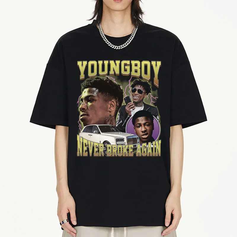 

Футболка Rapper YoungBoy никогда больше не сломалась, мужская женская футболка из высококачественного хлопка в эстетическом стиле, футболки в стиле хип-хоп