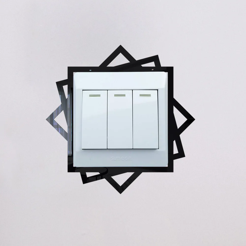 

Acrylic mirror gold silver black color living room switch Decor sticker 3D wallsticker self-adheisve waterproof Switch Sticker