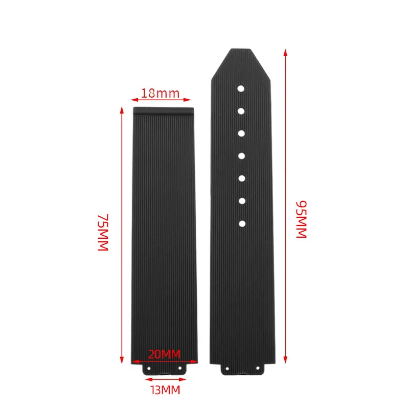 20*13mm  Rubber Watch Band Quartz Fusion Silicone Women Watchband Replace For Hublot Strap Folding Buckle
