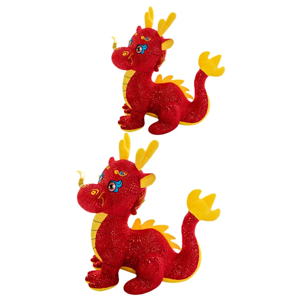 

2 Pcs New Years Gifts Kids Stuffed Toy Dragon Kawaii Baby Decorations Plush