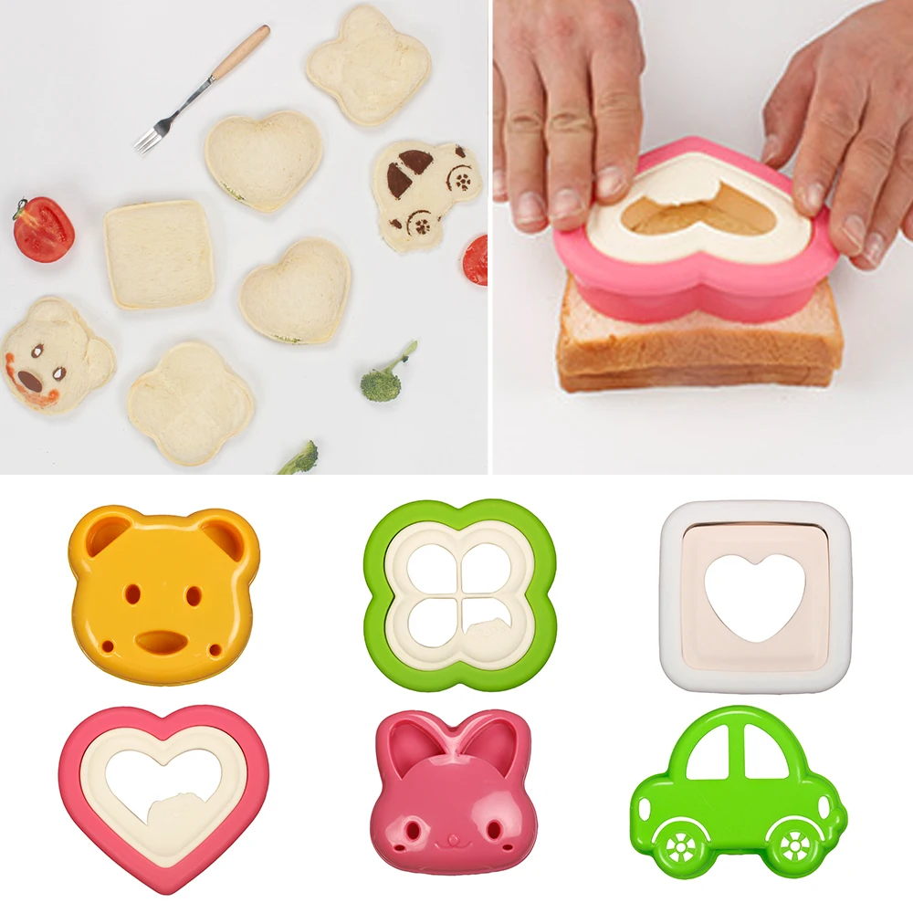 New Sandwich Mould Bear Cat Rabbit Car Shaped Bread Mold Cake Biscuit Embossing Device Crust Cookie Cutter Baking Pastry Tools