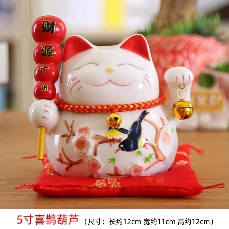 Японская керамическая статуя Lucky Cat Maneki Neko фарфоровая розовая копилка с котом Fortune
