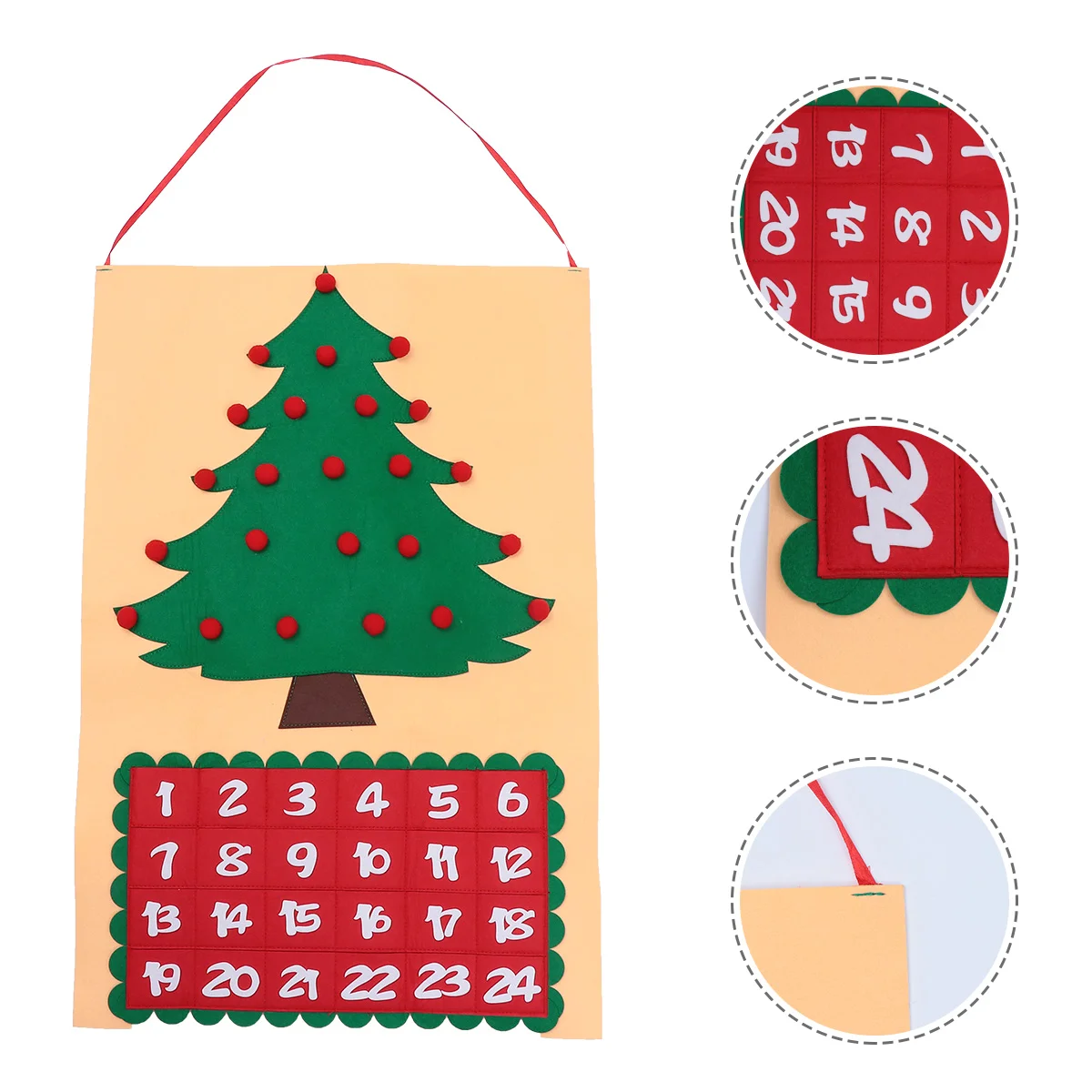 

1 Set Christmas Tree Advent Calendar Felt Countdown Calendar Hanging Ornament