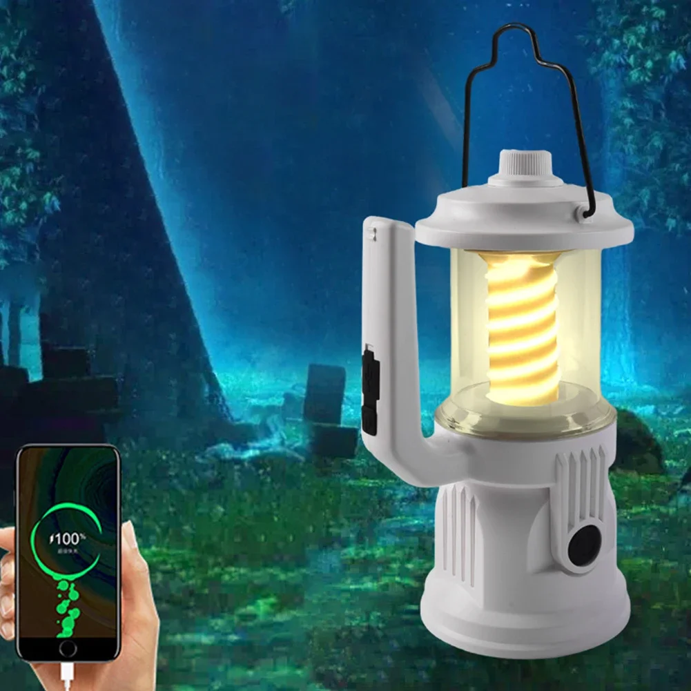 

Rechargeable LED Camping Lantern 2400mAh USB Rechargeable Power Bank Emergency Light Rotable Lamp Head For Indoor Outdoor