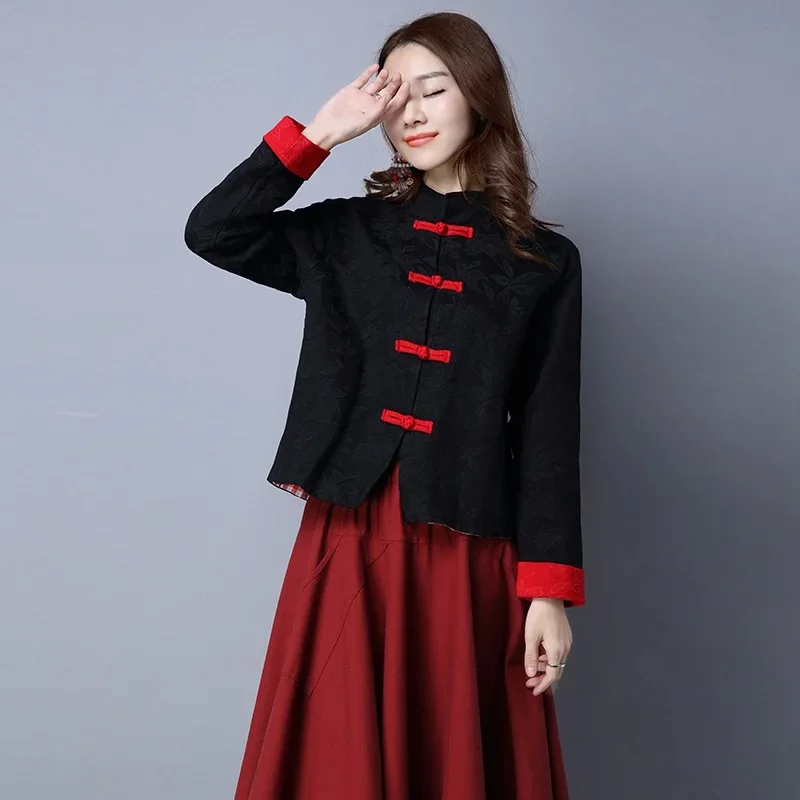 Новогодняя одежда в китайском стиле Женский винтажный костюм ханьфу из хлопка и