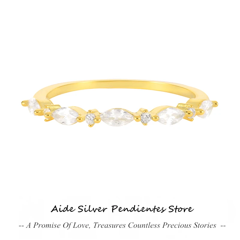 

AIDE 925 Sterling Silver Finger Ring Marquise Spacer Set With Zircon Wedding Rings For Women 6 7 8mm Anillos Mujer Plata 925 Ley