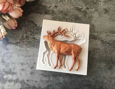 Силиконовая форма в виде рождественского лося, форма для помадки, глина для мастики, форма «сделай сам» в виде животного, оленя