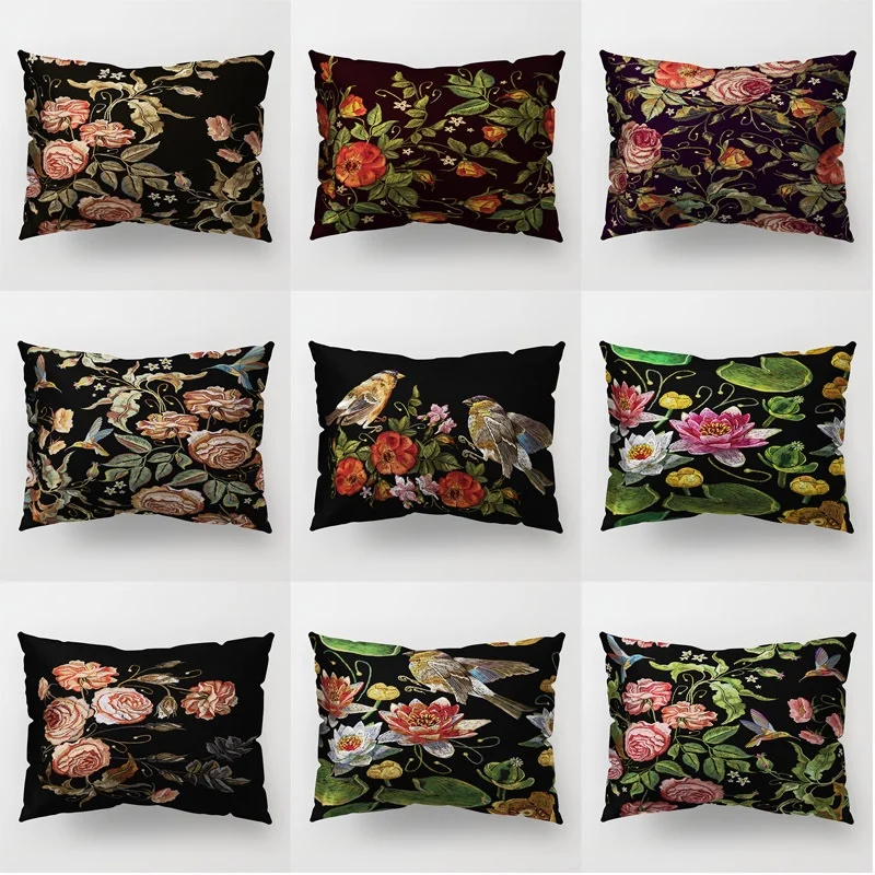

Decorative Pillowcase Vintage Flower and Bird Pattern Pillowcase Cushion Cover