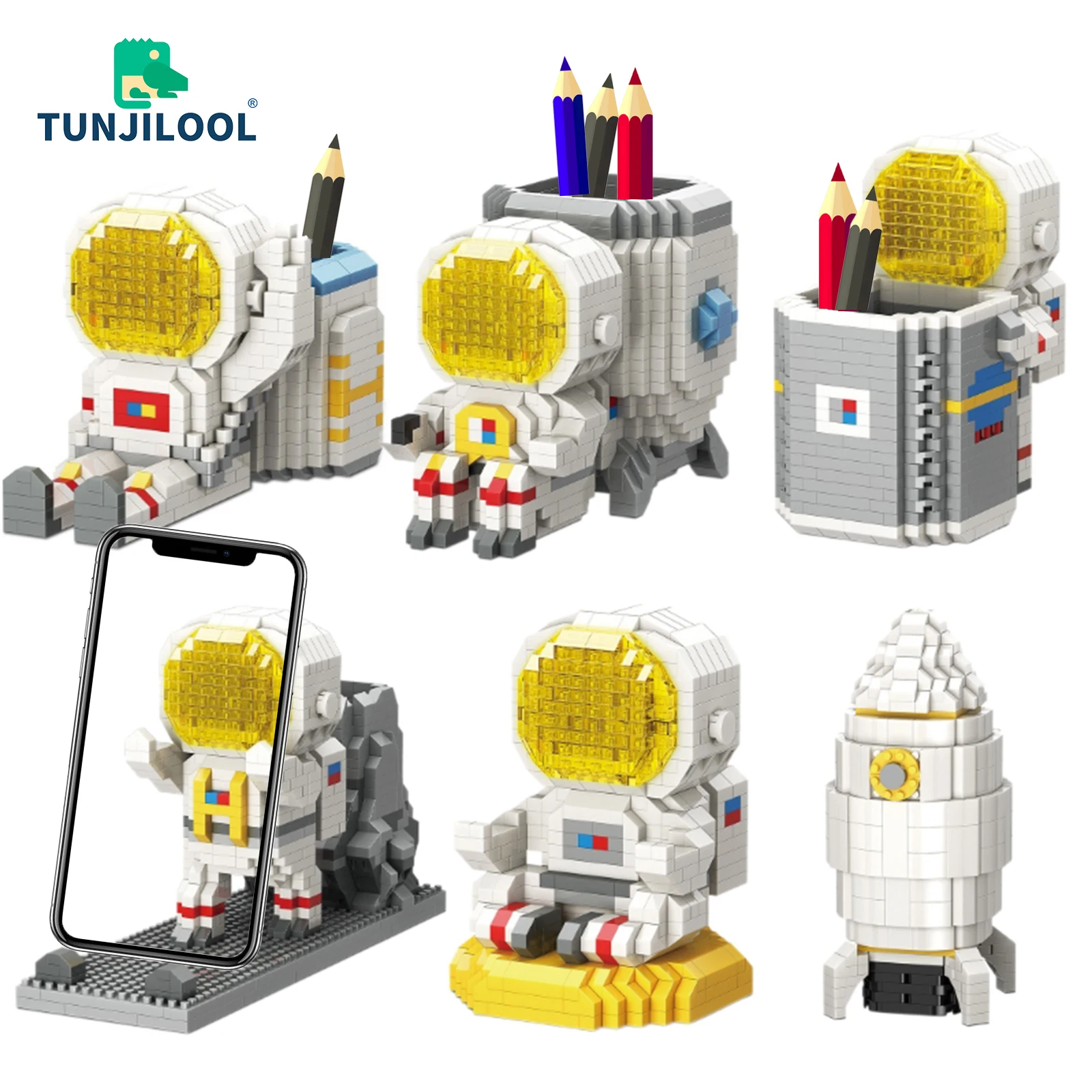 

MOYU Astronaut Building Blocks Spaceman Pencil Holder Bricks Model MOC DIY Fly Space Building Bricks Children Toys for Kids Gift