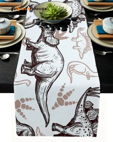 Скатерть для стола с рисунком динозавра из хлопка