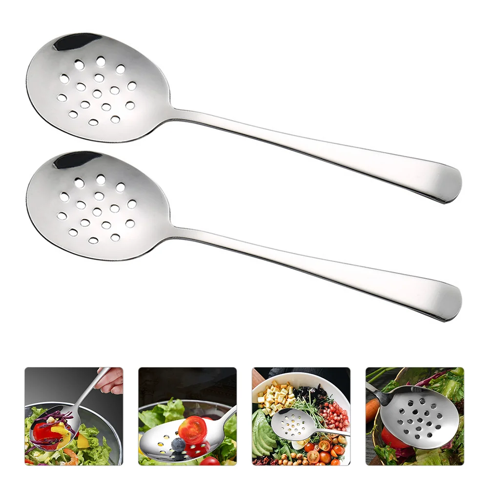 

2pcs Multi-functional Slotted Spoon Stainless Steel Spoon Draining Colander