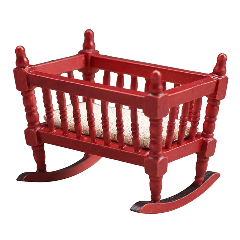 

Mini Portable Dollhouse Furniture Accessories Wooden Shake Bed Dollhouse Bed