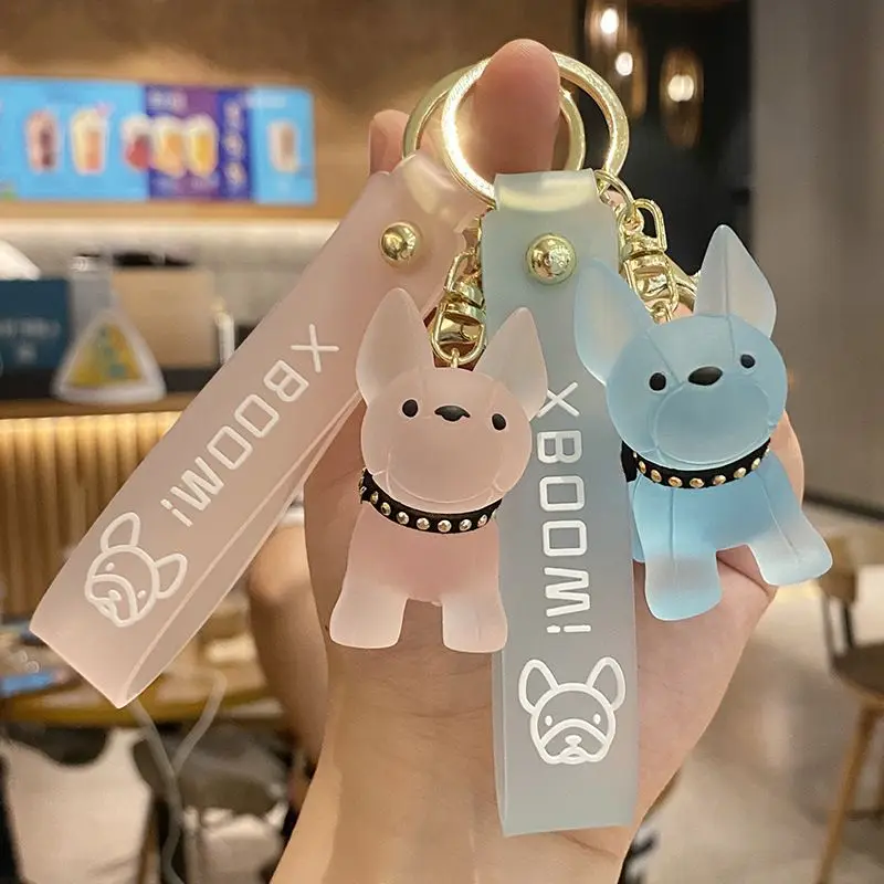 

Fashion Resin Bulldog Charm Keychain For Women Men Cute 3D Dog Pet Keyring For Bag Accessories Car Key Ring Key Chain Wholesale