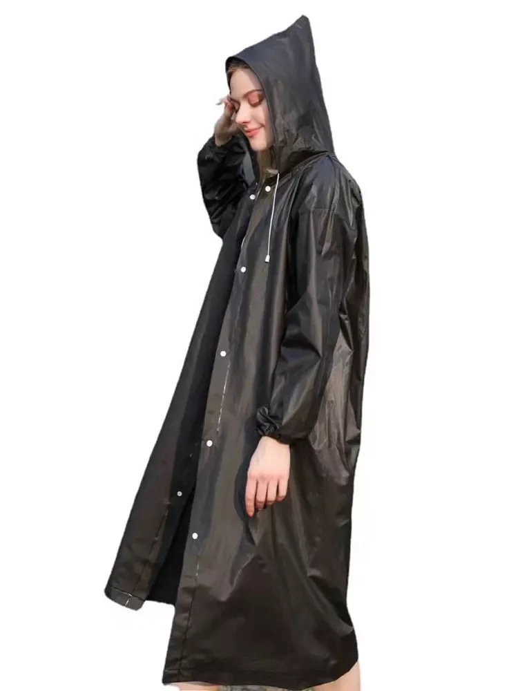 

Quality 1PC 145*68CM EVA Unisex Raincoat Thickened Waterproof Rain Coat Women Men Black Camping Waterproof Rainwear Suit