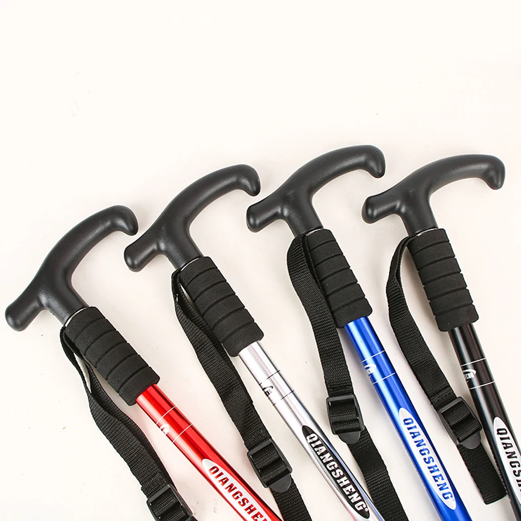 Trekking Poles Hiking Walking Sticks T Grip Mountaineering Backpacking Crutch Aluminum Alloy Anti-shock Portable Skiing Cane |