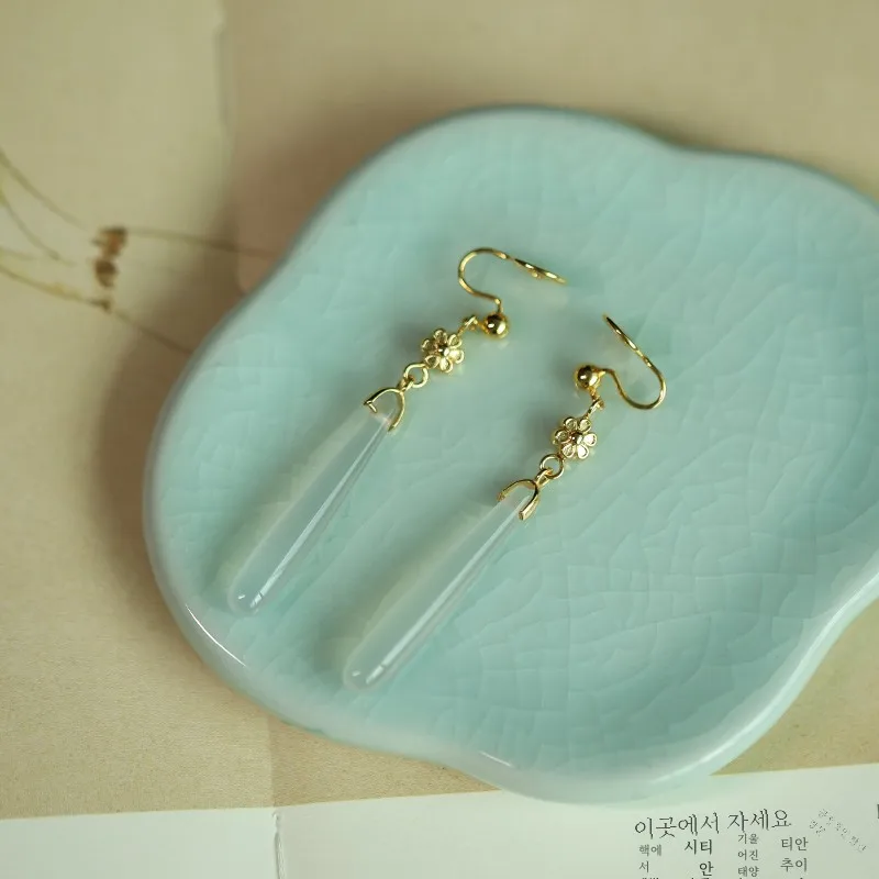 New Chinese Sle Retro Tassel Pierced Ear Clip Ring S925 Silver Hook Hanfu Accessories Red Agate Eardrops Cold