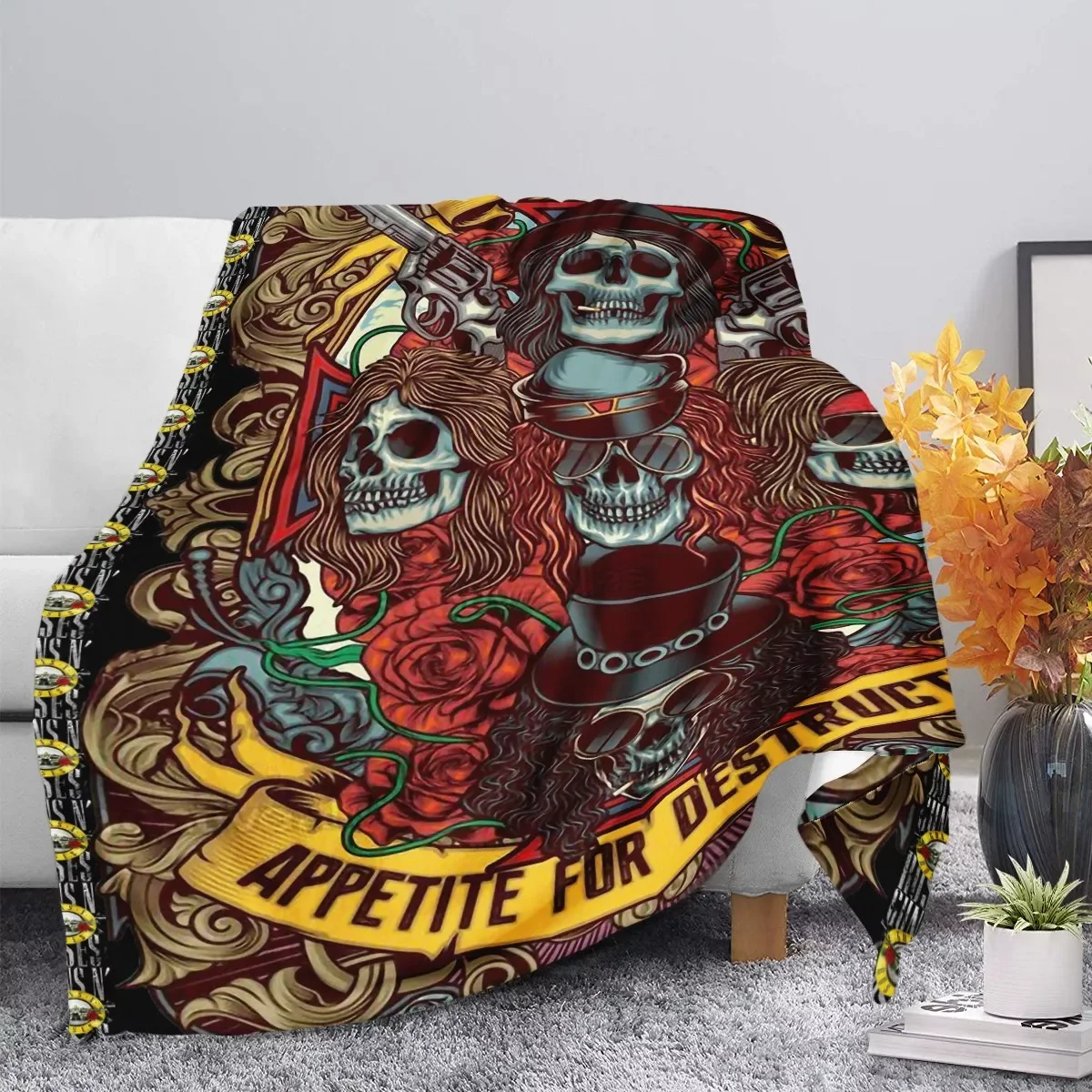 

TOADDMOS Punk Style Gothic Skull Luxury Fleece Throw Blanket for Bedroom Bed Linen Autumn/Winter Comfy Warm Thick Quilt Adults