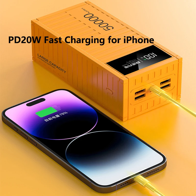 66 Вт сверхбыстрая зарядка Power Bank 50000 мАч Портативное зарядное устройство Внешний