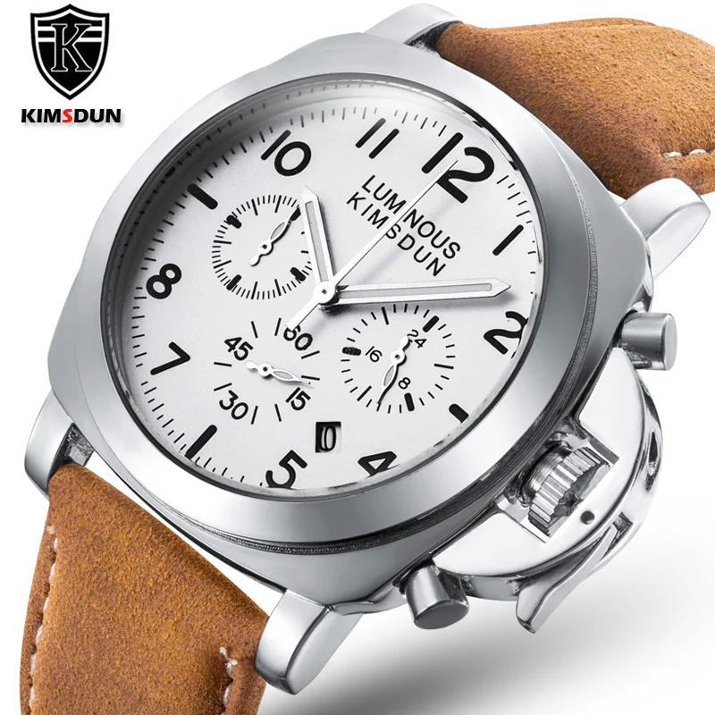 

Kimsdun Watch Men Military Sports Watches Leather Band Chronograph Quartz Wristwatches Men Relogio Masculino Reloj Hombre 2023