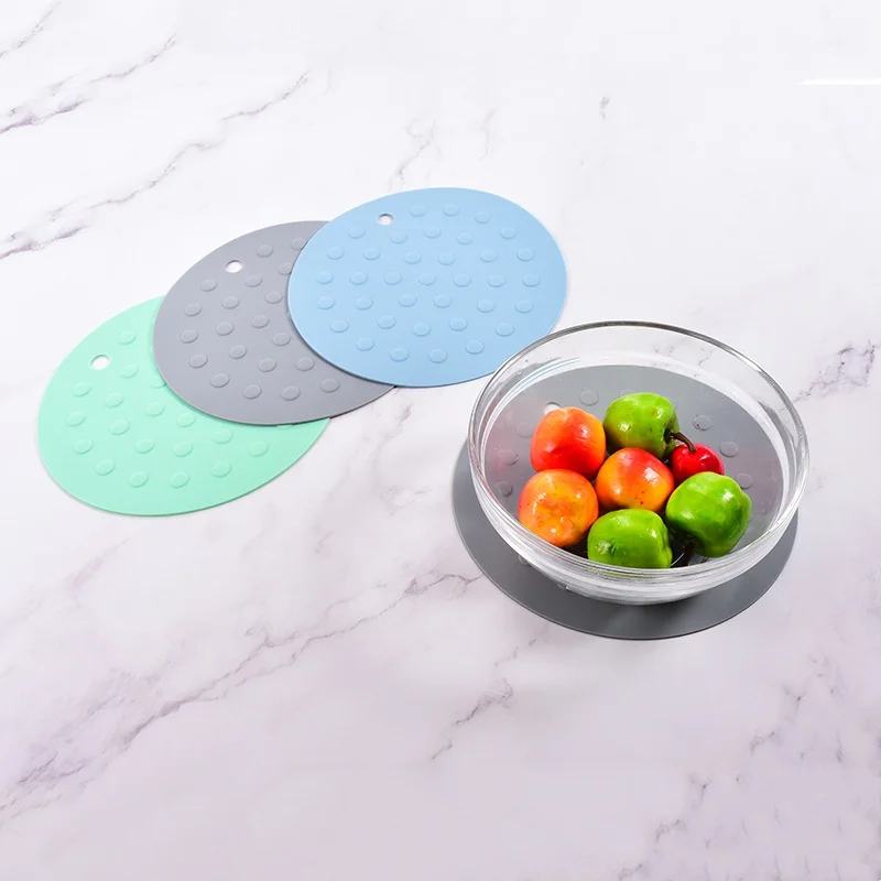 Круглые однотонные подставки простые двусторонние в горошек теплоизоляционные