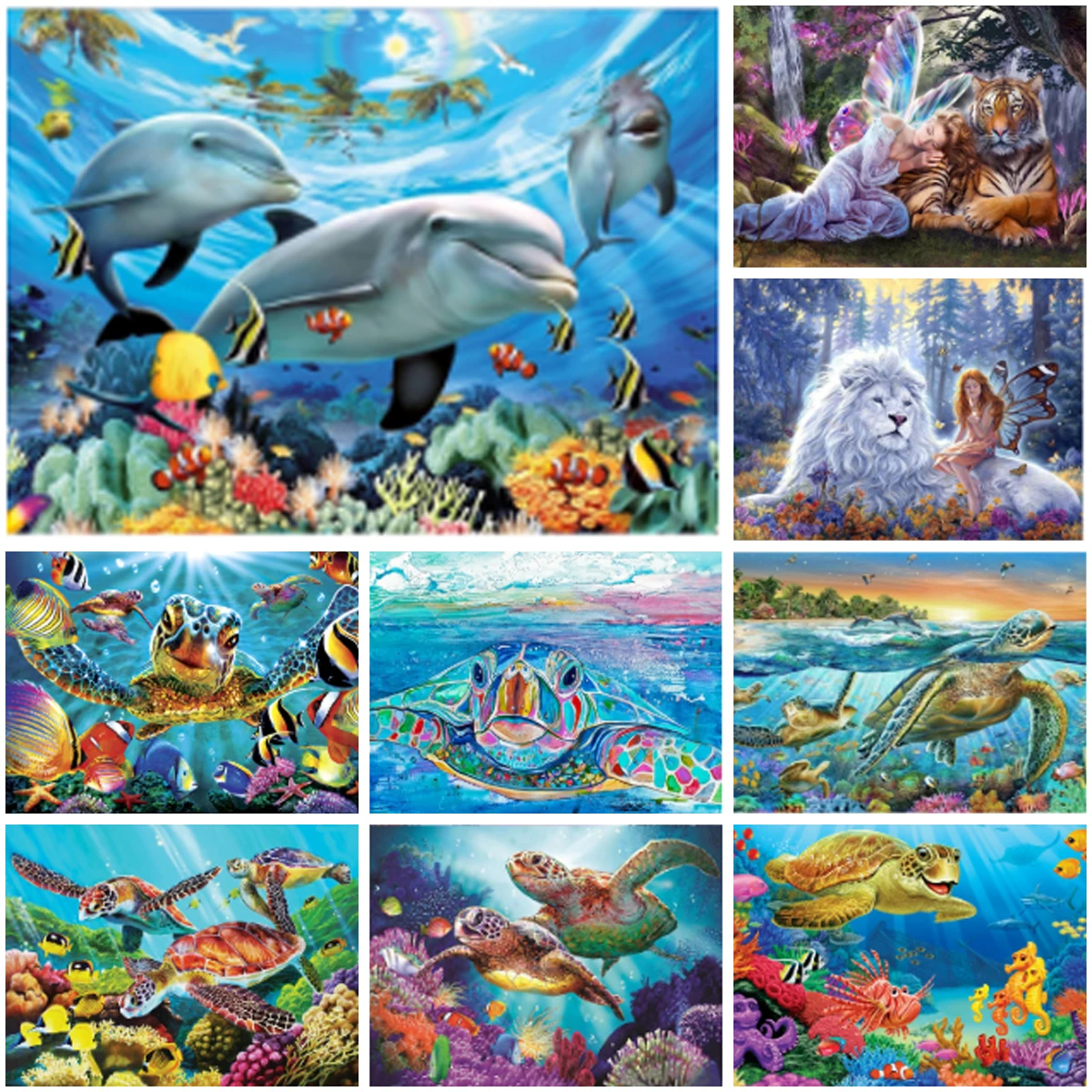 

5D DIY Diamond Painting Animal Turtle Full Diamond Embroidery Landscape Swan Lake Mosaic Art Painting Home Decoration Gift