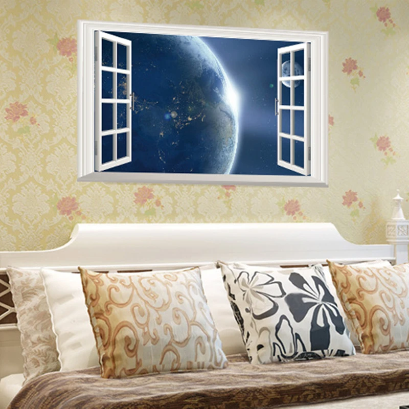 

3D настенные виниловые наклейки вид из окна Земля
