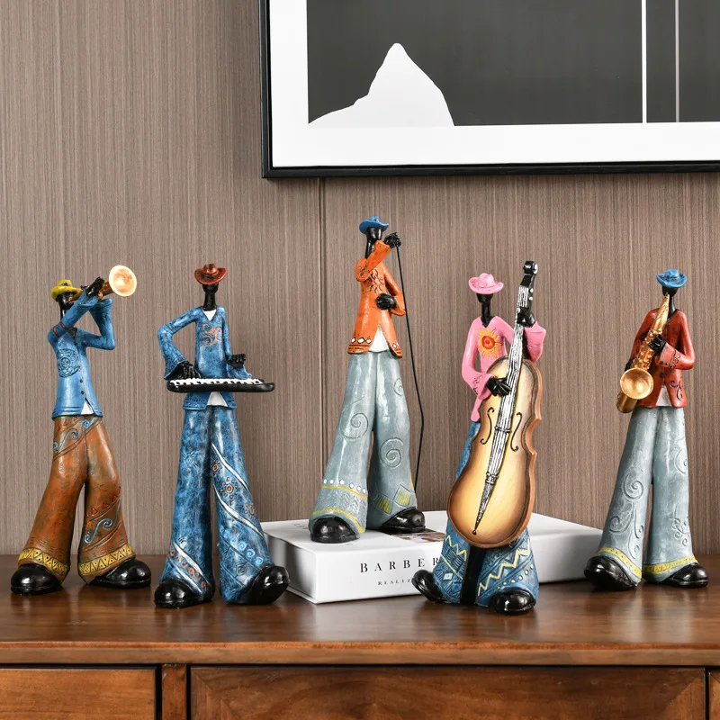 

[HHT] Retro Creative Decor Art Musical Instrument Music Character Band Statue Bar Living Room Wine Cabinet Home Decoration Gifts