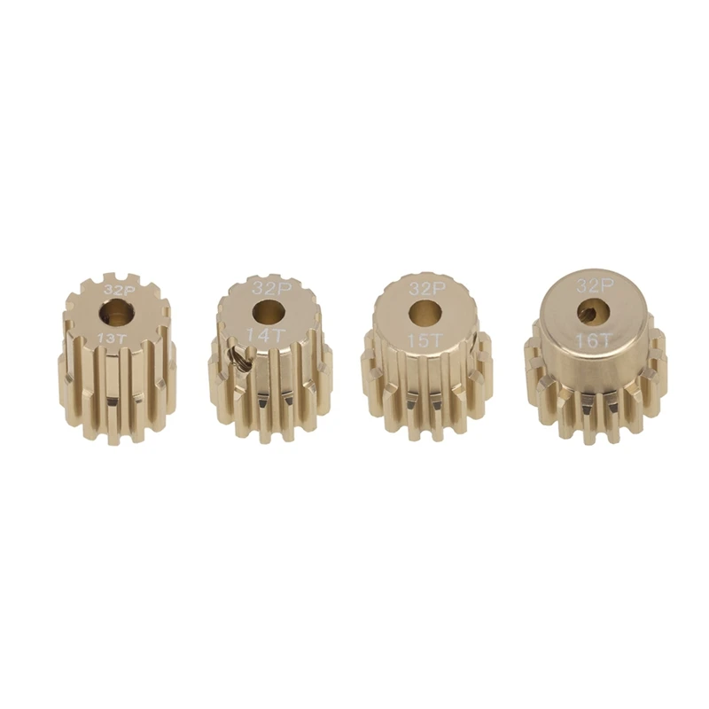 

4Pcs 32P M0.8 3.175Mm 13T 14T 15T 16T Aluminum Alloy Metal Pinion Motor Gear Set For 1/10 1/8 RC Model Car Motor
