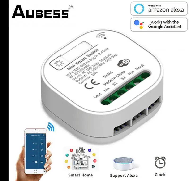 

Умный мини-выключатель с поддержкой Wi-Fi, 16 А