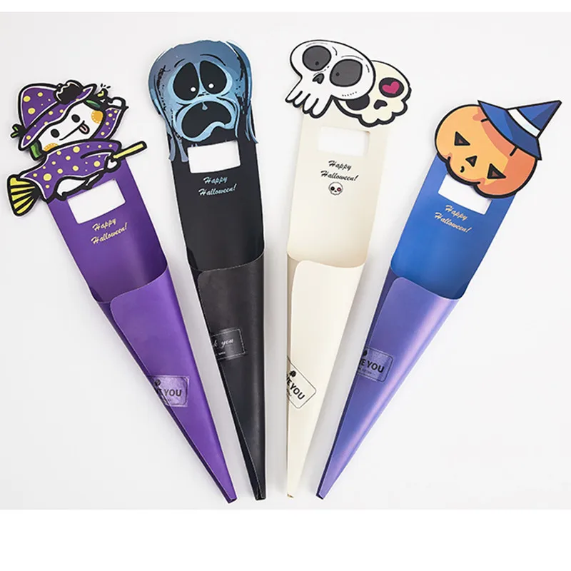 

10pcs Single Flowers Wrapping Paper Cartoon Halloween Festival Gift Package Boxes Color Kraft Paper Flower Shop Bouquet Storage