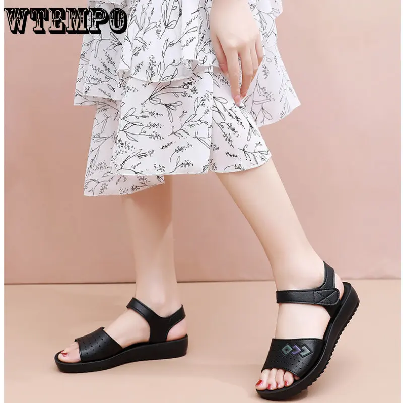WTEMPO Women Sandals Summer Soft Bottom Comfortable Non-slip Sandals Fashion Femme Casual Shoe Mother Sandales Wholesale